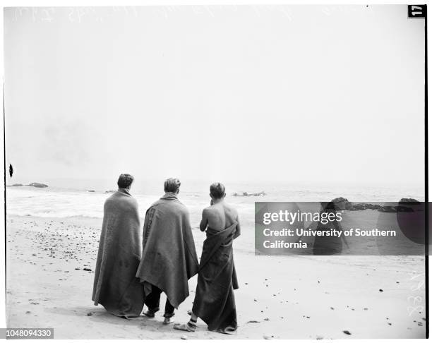 Boat burns, 'White Star', 11 September 1951. Frank Londelius -- 20 years;Fred Tschopp -- 20 years;Walter Hurley -- 20 years;Gene Mitchell -- 21 years...