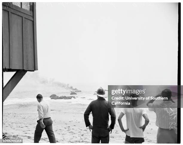 Boat burns, 'White Star', 11 September 1951. Frank Londelius -- 20 years;Fred Tschopp -- 20 years;Walter Hurley -- 20 years;Gene Mitchell -- 21 years...