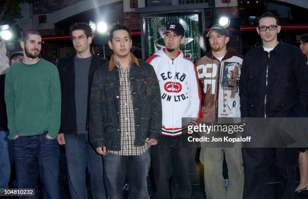 Linkin Park during "The Matrix Reloaded" Premiere - Arrivals at The Mann Village Theater in Westwood, California, United States.