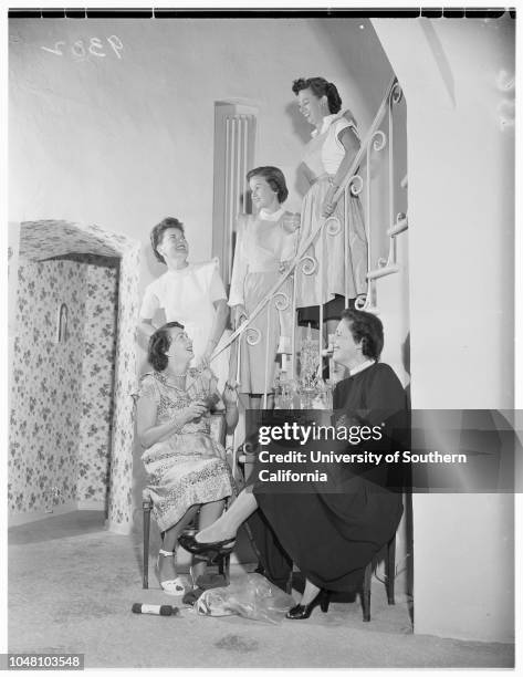 Society...Flower Guild Women planning party, 17 September 1951. Mrs Mary Sykes Lehmann;Mrs Irmin Roberts;Mrs Glen A Ransom;Mrs Charles B...