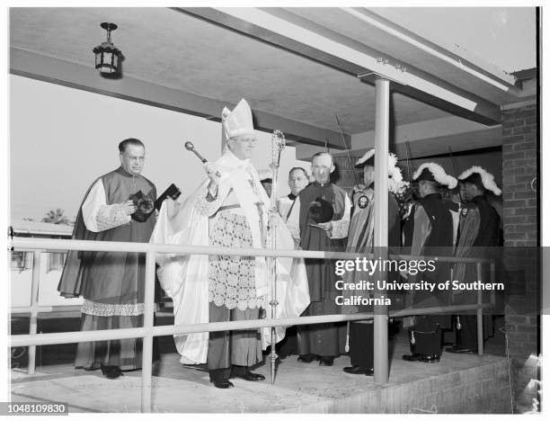 Sanitarium Dedication , 30 September 1951. Mother Mary;Monsignor Fidencio Esparza;Archbishop J Francis A McIntyre;Monsignor Thomas J O'Dwyer;Father...