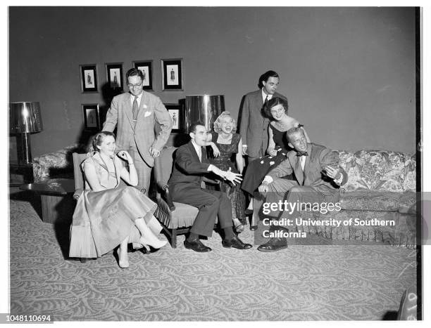 Beverly Hills Hotel Party, 23 June 1951. Mrs Granville Abbott;Winslow Maxwell;Miss Virginia Hobbs;Dick Jackson;Miss Kay Kelly;Miss Bonny Howes;Jerry...