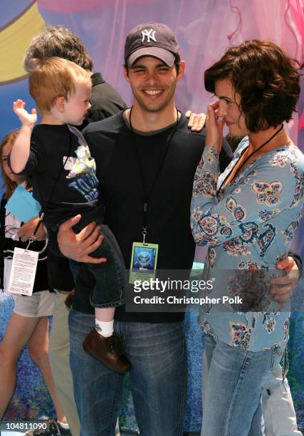 James Marsden, wife Lisa Linde and son during "Finding Nemo" Premiere at El Capitan Theater in Hollywood, CA, United States.