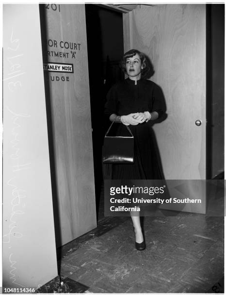 Howard divorce, 12 March 1952. Mrs Judith Howard ;Lindsay C Howard .;Caption slip reads: 'Photographer: Gaze. Date: . Reporter: Gaze-Baker-Santley....