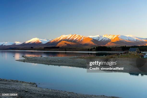 church on the shores of lake tekapo - church of the good shepherd tekapo stock pictures, royalty-free photos & images