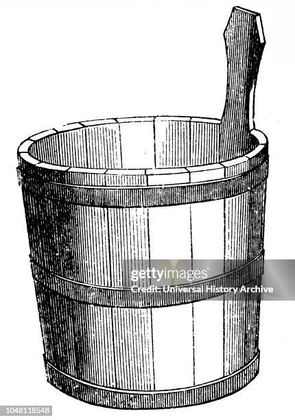 An engraving depicting a milk pail. Dated 19th century.