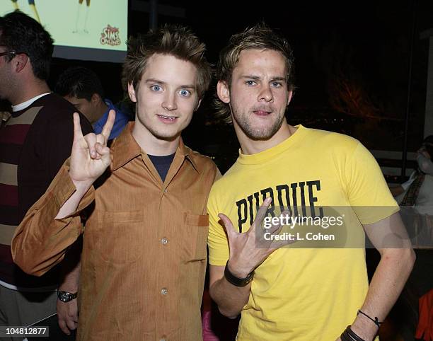 Elijah Wood and Dominic Monaghan during "Rock The SIMS" Online Launch Party at Private Residence in Hollywood, California, United States.