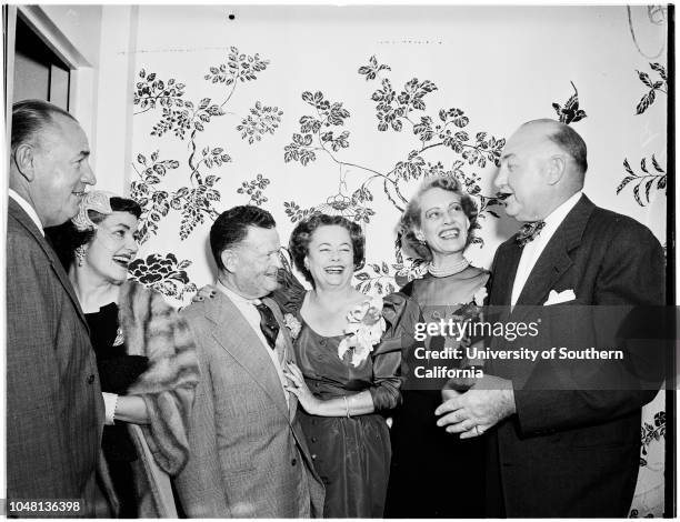 Society -- housewarming, Cordingly Apartments, Beverly Glen at Wilshire Apartments of Lowry Lytle, 05 October 1951. Earle M Jorgensen;Mrs Charles W...