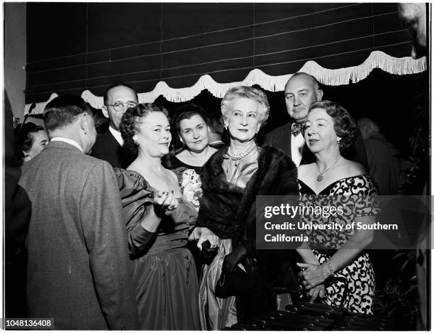 Society -- housewarming, Cordingly Apartments, Beverly Glen at Wilshire Apartments of Lowry Lytle, 05 October 1951. Earle M Jorgensen;Mrs Charles W...