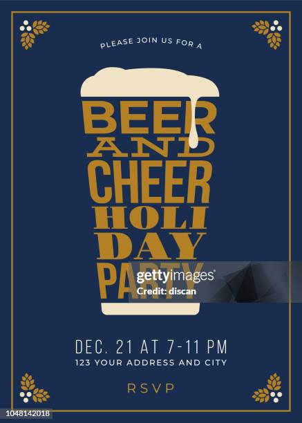 stockillustraties, clipart, cartoons en iconen met holiday party - bier glas concept slogan achtergrond - bierglas