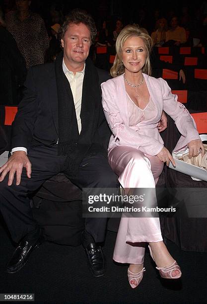 Rick Hilton and Kathy Hilton during Mercedes Benz Fashion Week Fall 2003 Collections - Luca Luca - Front Row at Bryant Park in New York City, New...