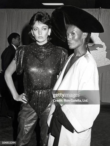 Grace Jones and Sarah Douglas during The 26th Annual GRAMMY Awards in Los Angeles, California, United States.