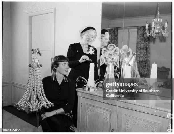 Saint Anne's Hospital Bazaar, 6 November 1951. Mrs Van Rensselaer Kelsey;Mrs Harold McAlister;Mary McCarey;Mrs Richard McKibben;Mrs Morton Stone;Mrs...