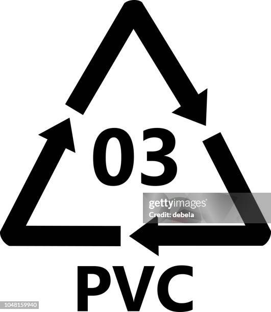 pvc plastic recycling sign - polyvinyl chloride - number 3 icon stock illustrations