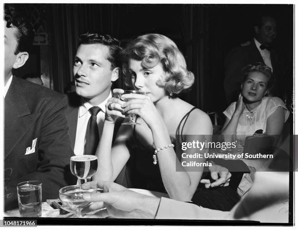 Nick Hilton and fiance at the Mocambo night club, 28 November 1951. John Carroll ;Nick Hilton;Betsy Von Furstenberg;Bill McCarthy .Los Angeles;...