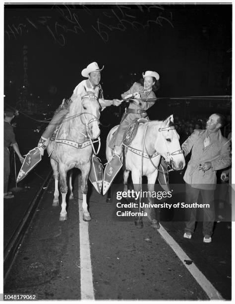 Santa Claus Lane, 29 November 1951. Marymount College Float;Christie Costello -- 4 years;Madonna -- Mary Terese Cooper;Georgia May Galloway;Don Hull...