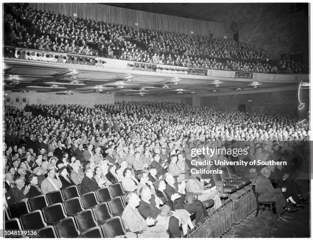 American Medical Association onvention...Shrine Auditorium, 5 December 1951. Senator Robert A Taft;Doctor Louise Gloeckner, only woman...