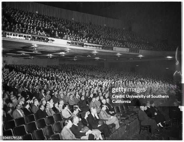 American Medical Association onvention...Shrine Auditorium, 5 December 1951. Senator Robert A Taft;Doctor Louise Gloeckner, only woman...