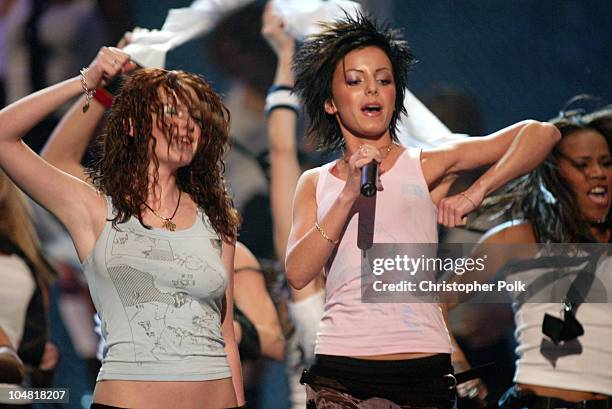 Lena Katina and Julia Volkova of t.A.T.u. During 2003 MTV Movie Awards - Show at The Shrine Auditorium in Los Angeles, California, United States.