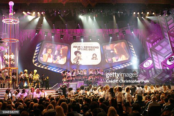 Julia Volkova and Lena Katina of t.A.T.u. During 2003 MTV Movie Awards - Show at The Shrine Auditorium in Los Angeles, California, United States.