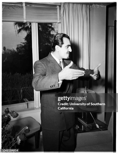 Interview at Beverly Hills Hotel, 6 December 1951. Prince Misha'al Al Saud .Beverly Hills; Los Angeles; California; USA.