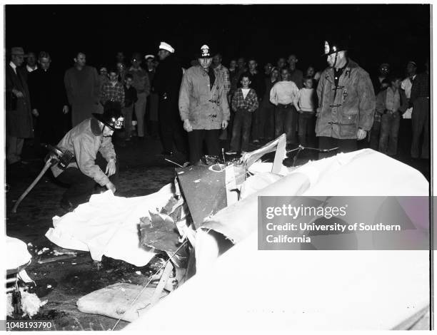 Plane crash kills two, 31 December 1951. Jay Campbell -- 30 years;Judy Campbell -- 8 years.;Caption slip reads: 'Photographer: Glickman. Date: ....