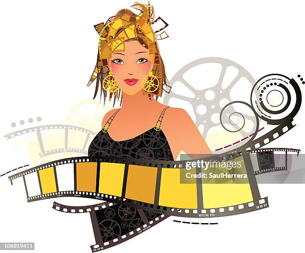 Filmstrip Hair Woman Reel Of Film And Camera Movie Parts High-Res