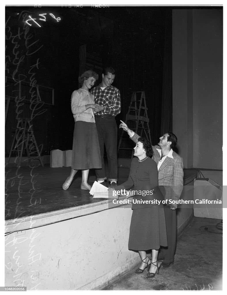 College play rehearsal at Pepperdine College (now University), 1952