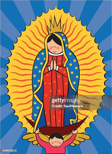 stockillustraties, clipart, cartoons en iconen met our lady of guadalupe virgin - virgin of guadalupe