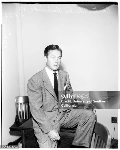 Howard divorce story , 07 April 1952. Clinton Clarke Hardwicke -- 37 years .;Caption slip reads: 'Photographer: Gaze. Date: . Reporter: Gaze....