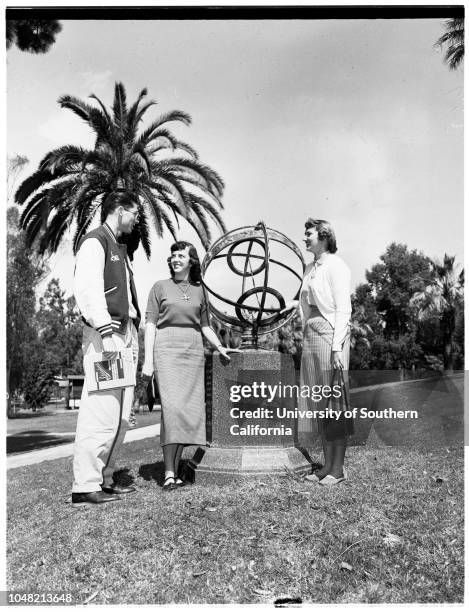 Examiner seminar Whittier College, 10 March 1952. Views of Campus, buildings and students;Barbi Bowman;Doctor John H. Bright;Marilyn Kamphefner;Rod...