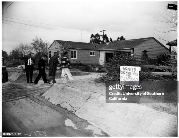 Los Angeles Water and Power proposed condemnation of property in San Fernando Valley Mayor's tour of area, 14 March 1952. Mayor Fletcher Bowron;Harry...