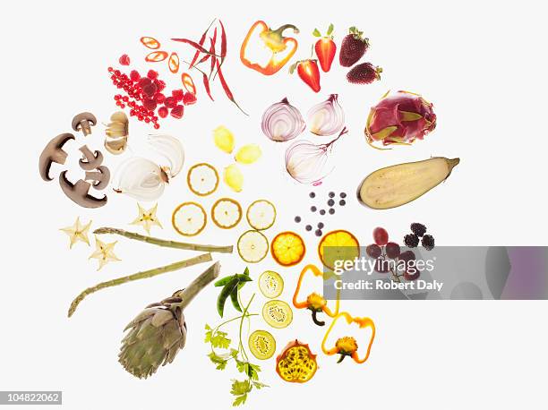 variety of sliced vegetables - mushroom isolated stock pictures, royalty-free photos & images