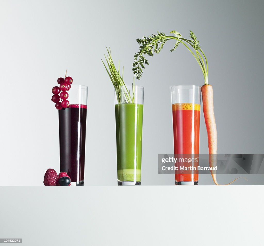 Variety of fruit and vegetable juices