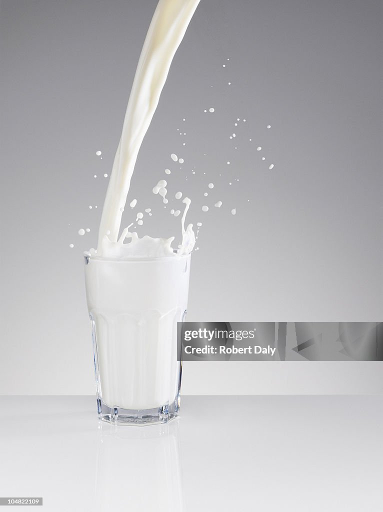 Milk splashing in full glass