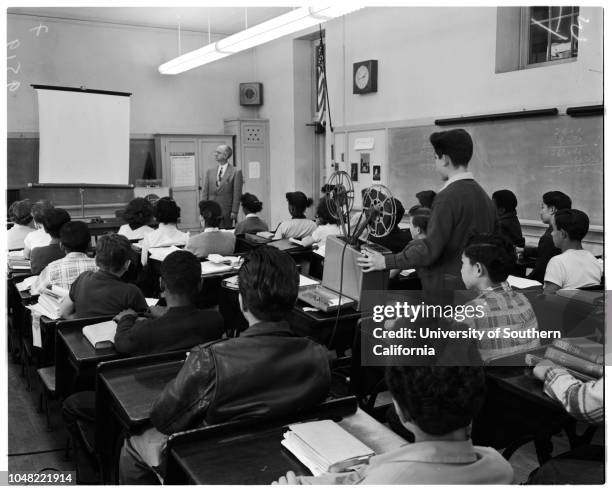 Audio-visual education, 21 March 1952. Ernestina Quintero;Marguerite Eichinger;George Smith;Hilma Hanson;Mrs Pearl Thomas;Grady Humphrey ;Robert...