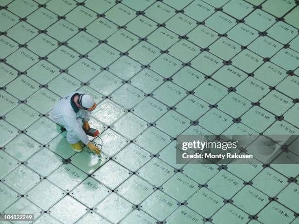 engineer on nuclear reactor pile cap - nuclear power station stock pictures, royalty-free photos & images