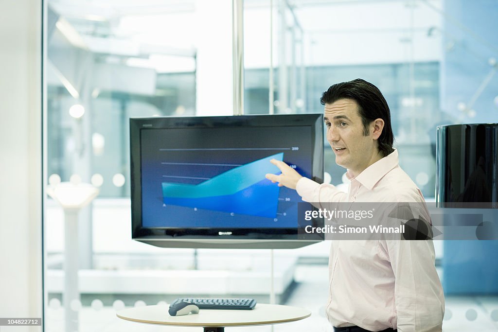 Businessman pointing at presentation