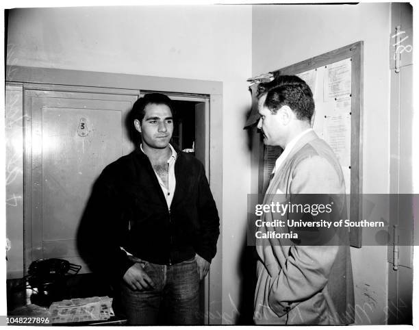 George Maley, suspect;Paul Cuccia, suspect;Mural R Tashjian, suspect;Detective Al Goosen;Detective Gerald Greely.;Caption slip reads: 'Photographer:...