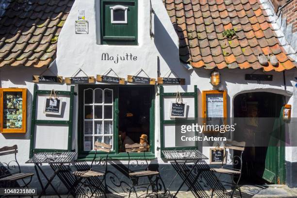 18th century Huisje van Majutte / house of Majutte, former fisherman's house now museum-cafe in the seaside town Blankenberge, West Flanders, Belgium.