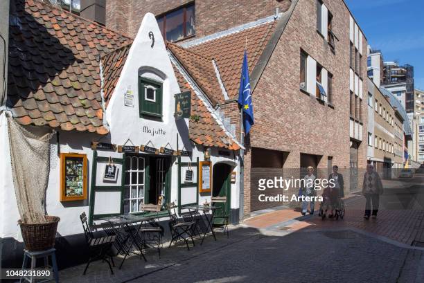 18th century Huisje van Majutte / house of Majutte, former fisherman's house now museum-cafe in the seaside town Blankenberge, West Flanders, Belgium.