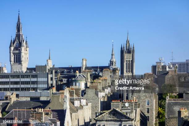 Skyline of the city Aberdeen showing the West Tower of the New Town House and the Marischal College, Aberdeenshire, Scotland, UK.