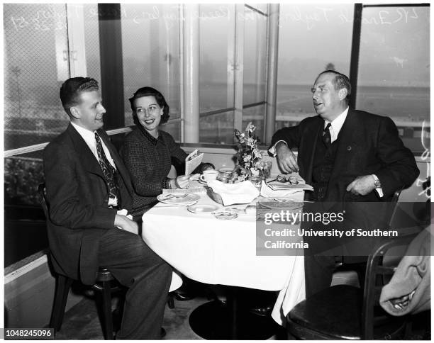 Opening Day at Santa Anita, 28 December 1951. Mr and Mrs William Doheny;Mrs John O'Melveny;Mrs Carleton Burke;Frank Taylor;Mr and Mrs Reece Taylor;Mr...