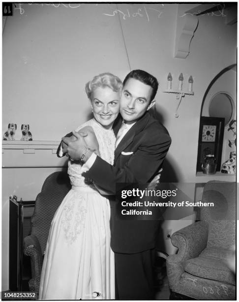 Marion Marshall wedding, 20 May 1952. Marion Marshall ;Stanley Donen .;Caption slip reads: 'Photographer: Gaze. Date: . Reporter: Gaze. Assignment:...