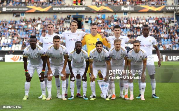 Genk's players pose for a team picture before the UEFA Europa League Group I match between KRC Genk and Malmo at Cristal Arena on September 20, 2018...