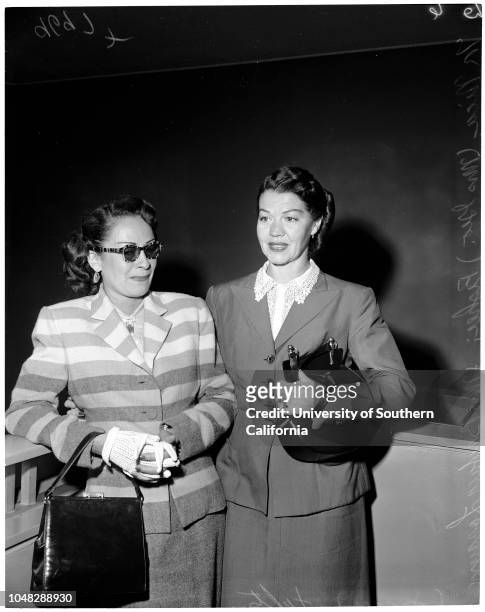 Sonny Tufts divorce, September 17 1952. Nica Fisher;Mrs Barbara Lorayne Tufts.;Caption slip reads: 'Photographer: Sandusky. Date: . Assignment: Sonny...