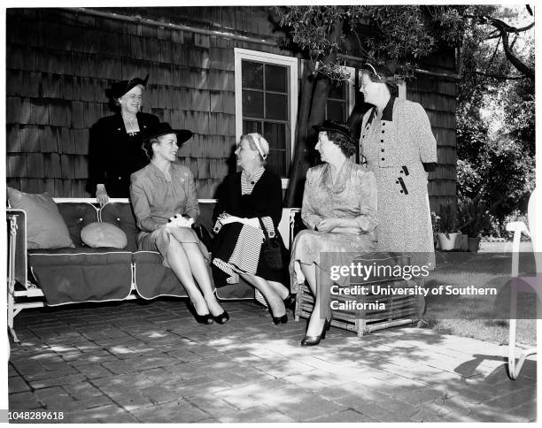 Assistance League Day Nursery, new officers, 9 June 1952. Mrs Richard L Johnson;Mrs Herbert Freston;Mrs Harry C Nicholson;Mrs Albert Nible;Mrs Lewis...