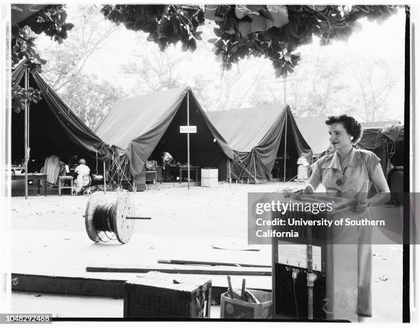 Quake rebuilding Bakersfield and Arvin, California, 25 September 1952. Miss Irene Solarz;Miss Mary Hogan ;general views of rebuilding...