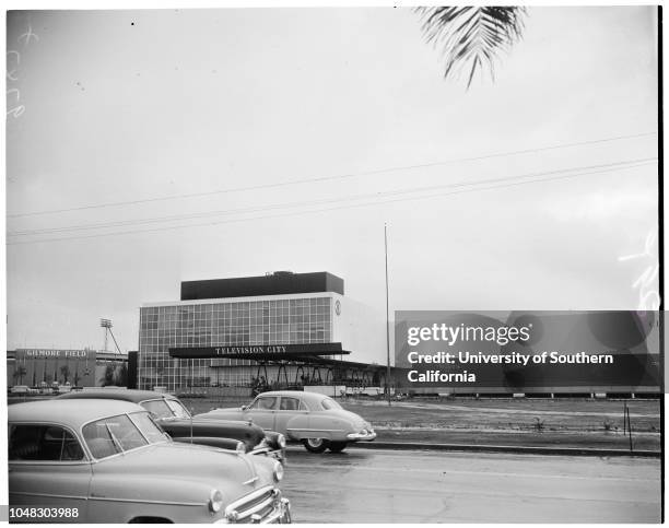 Television City ribbon cutting, November 15 1952. Zsa Zsa Gabor;Art Linkletter ;Mayor Fletcher Bowron;J.L Van Volkenburg ;Earl Gilmore;Charles L...