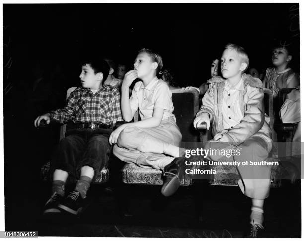 Hansel and Gretel' Opera -- children watching opera, 9 April 1953. Howard Leitner -- 8 years ;Michael Hampton -- 9 years;Carl Brooks -- 10...